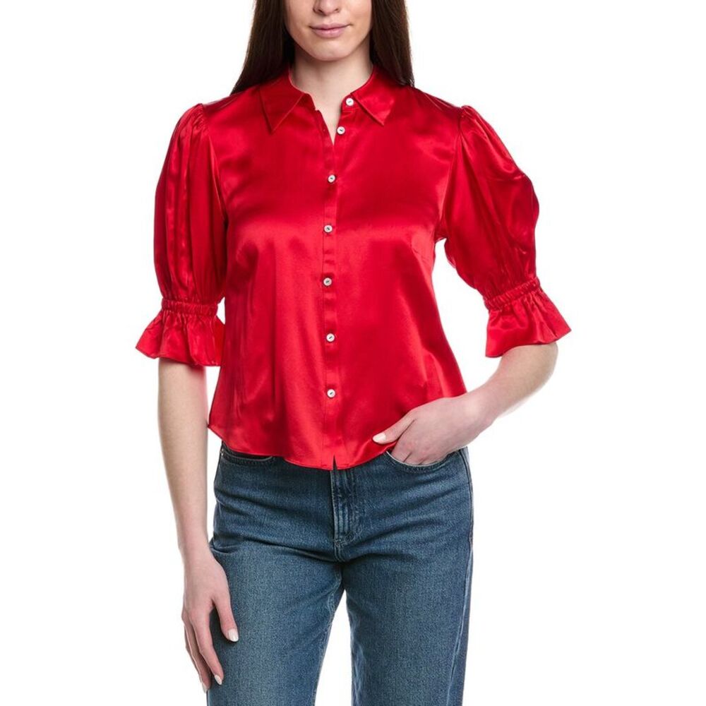 Cinq À Sept Womens  Fiona Silk Top, Red